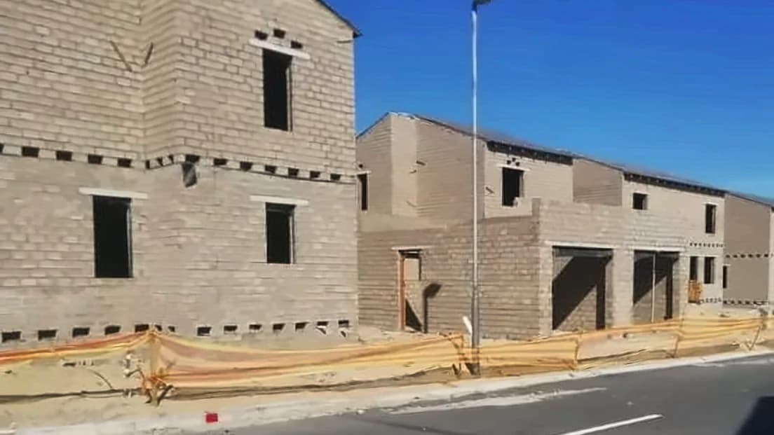 Brick buildings under construction